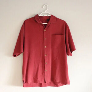 Eagle Dry Goods Men's Medium 100% Silk Oversized Button-Down Polo Pocket T-Shirt